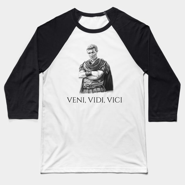 Gaius Julius Caesar Veni Vidi Vici - Ancient Roman History Baseball T-Shirt by Styr Designs